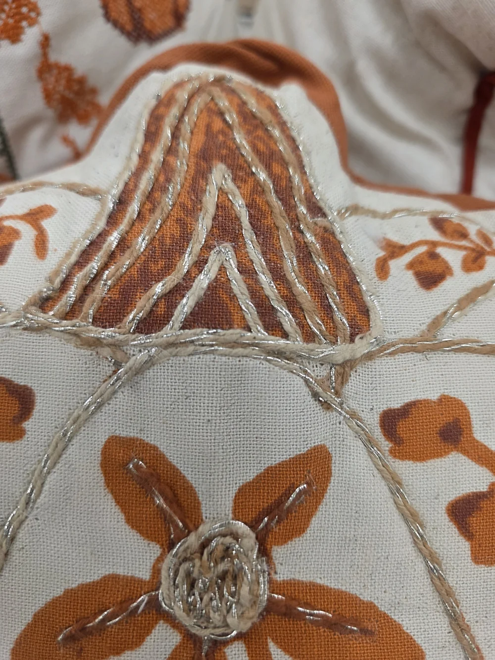 Magaschoni Floral Embroidered Pumpkin Accent Pillow-NWT
